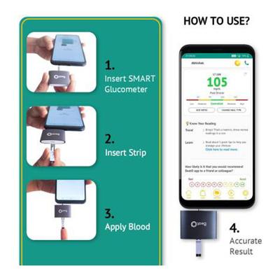 BeatO Smart Glucometer Kit (Mobile Connected Glucometer 1's + Test Strips 20's) - Blood Glucose Monitors/Strips