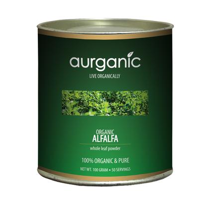 aurganic Organic Whole Leaf Powder - Alfalfa 100 gm - Herbal Dietary Supplement