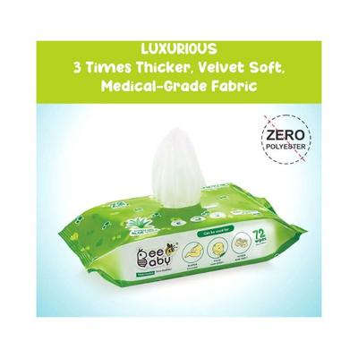 Beebaby Fresh Baby Wet Wipes with Plastic Lid, Aloe Vera of 80 Wipes each 3's - Cotton Buds & Balls