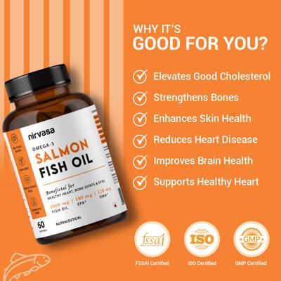 Nirvasa Omega-3 Salmon Fish Oil Capsule (Pack of 6 x 60's) 1's - Omega Fish Oil Fatty Acids