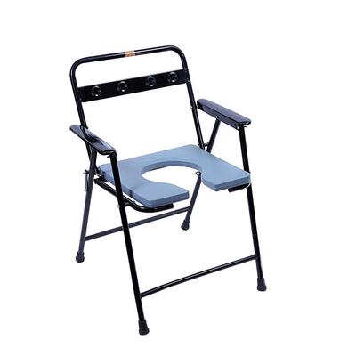 Ambitech MS Powder Coated Foldable Commode Chair with Metal Handle - Wheelchairs & Walking Sticks
