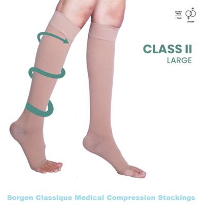 Sorgen Classique Medical Compression Stockings Class 2 Knee Length - Large 1's - Knee/Leg Supports