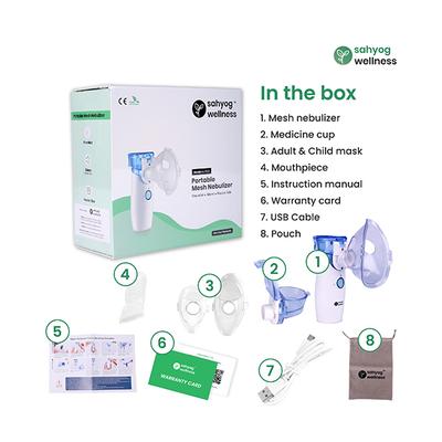 Sahyog Wellness Portable Traveller Mesh Nebulizer (With USB Port,Adult and Child Mask) - Nebulizers / Vaporizer