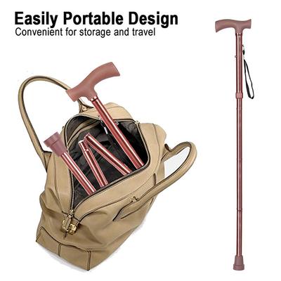 MCP Folding Walking Stick - Brown - Wheelchairs & Walking Sticks