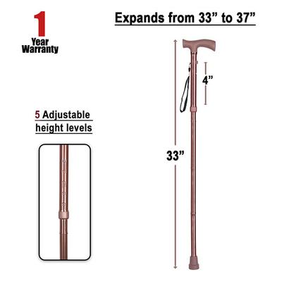 MCP Jindal Height Adjustable Walking Stick - Brown - Wheelchairs & Walking Sticks