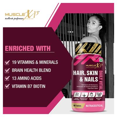 MuscleXP Daily Vital Hair, Skin & Nails Tablet 60's - Hair & Skin