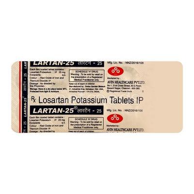 Lartan 25mg Tablet 10'S - Hypertension-Ang