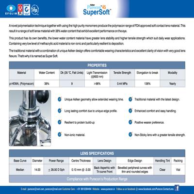 Purecon SuperSoft 45 Yearly Disposable Contact Lenses (Power -0.25) 2's - Eyecare Lenses