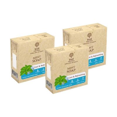 Khadi Essentials Herbal Handmade Soap - Mint (Pack of 3 x 100 gm) - Soaps