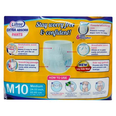 Lifree Extra Absorb Adult Diaper Pants (M) 10's - Adult Diapers & Pads