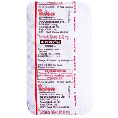 Glychek 40mg Tablet 10'S - Diabetes-Ant