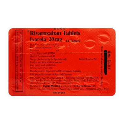 Ixarola 20mg Tablet 14'S (N) - Blood Clot-Ant