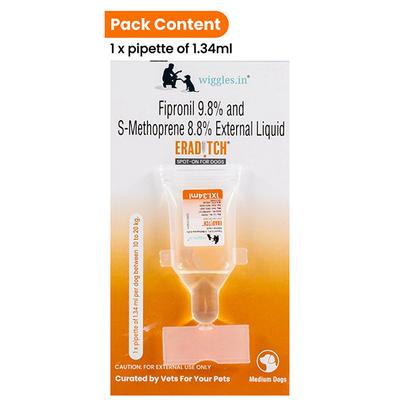 Wiggles Eraditch Spot on for Dogs Fleas Ticks Remover Treatment Drops 1.34 ml - Pet Grooming