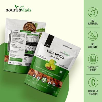 NourishVitals Chatpata Amla Mingle Candy 200 gm - Nutritional Bars