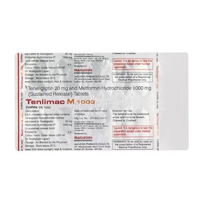 Tenlimac M 20/1000mg Tablet 10'S - Diabetes-Ant