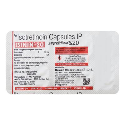 ISININ 20mg Capsule 10's - Acne-Acn
