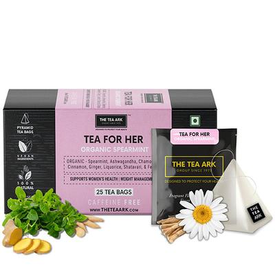 The Tea Ark Organic Tea Bags- Organic Spearmint Tea for PCOS PCOD 25's (N) - Herbal/Green Teas