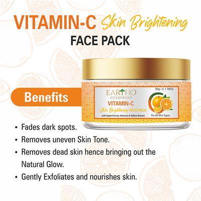 Eartho Essentials Skin Brightening Face Pack - Vitamin C 50 gm - Facial Kits