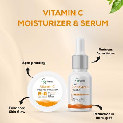 CGG Cosmetics 2 in 1 Vitamin C Water Gel Moisturizer 90 gm + Free Vitamin C Serum 10 ml - Face Moisturizers