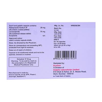 RABIGAL L Capsule 10's - Ulcer/Reflux/Flatulence-Aaa