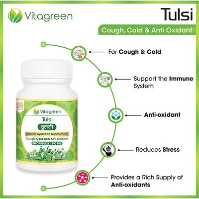 VitaGreen Tulsi Capsules 60's - Herbal Dietary Supplement