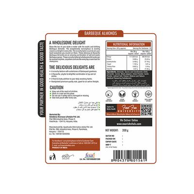 NourishVitals Barbeque Roasted Almonds Seeds 200 gm - Nutritional Bars