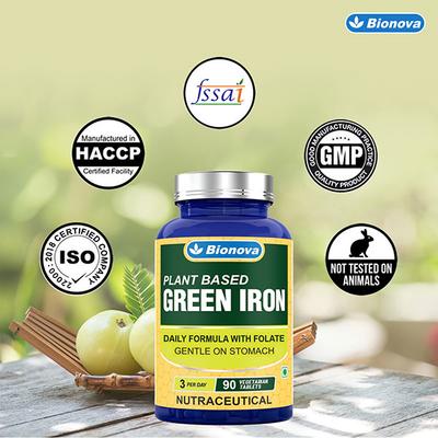 Bionova Plant Based Green Iron Veg Tablet 90's - Herbal Dietary Supplement