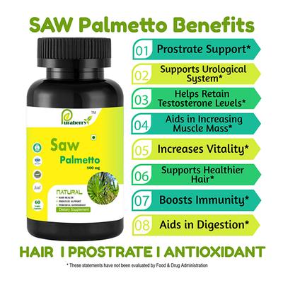 Puraberry Saw Palmetto 800 mg Veg Capsule 60's - Herbal Dietary Supplement