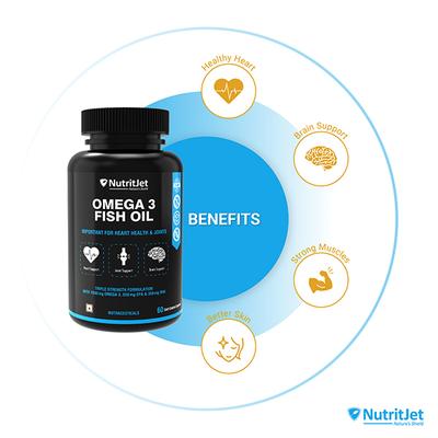 NutritJet Omega 3 Fish Oil Soft Gel Capsule 60's - Omega Fish Oil Fatty Acids