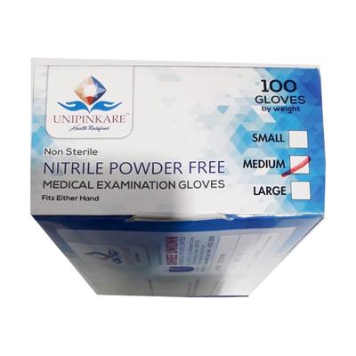 Unipinkare Non Sterile Nitrile Powder Free Medical Examination Gloves (M) 100's - Surgical Consumable