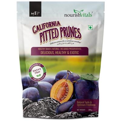 NourishVitals California Pitted Prunes Healthy Snack 200 gm - Nutritional Bars