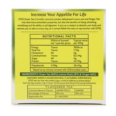 GTEE Green Tea Bags - Lemon & Ginger 10's - Teas