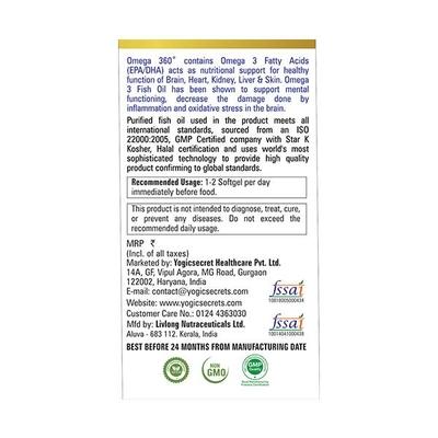 Yogic Secrets Omega 360 Softgel Capsule 60's - Omega Fish Oil Fatty Acids