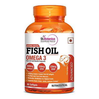 St.Botanica Enteric-Coated Fish Oil Omega 3 Softgels 60's - Omega Fish Oil Fatty Acids
