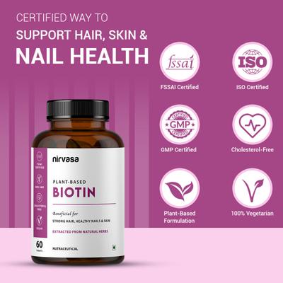 Nirvasa Plant Based Biotin Tablet (Pack of 2 x 60's) 1's - Hair & Skin