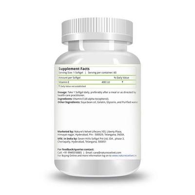 Natures Velvet Vitamin E 400 I.U Softgel 60's - Health Products