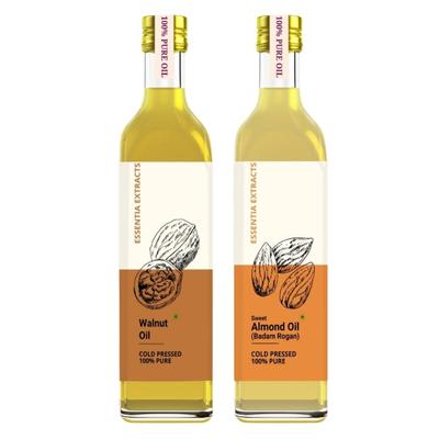 Essentia Extracts Pure Cold Pressed Oil Combo (Walnut 100 ml + Sweet Almond 100 ml) 1's - Massage Oils