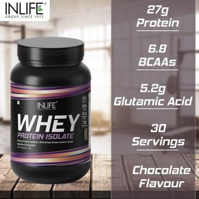 INLIFE 100% Isolate Whey Protein Powder Chocolate 1 kg - Whey Proteins
