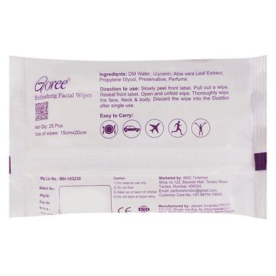 Goree Refreshing Facial Wipes - Lavender 25's - Facial Wipes & Tissues