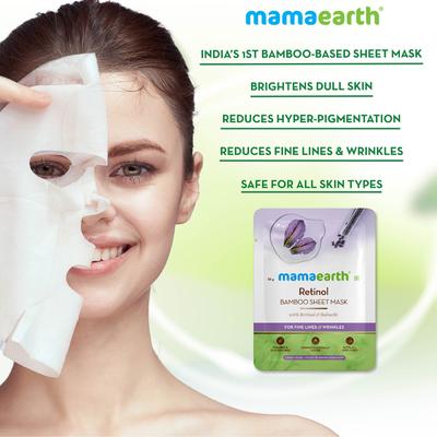 Mamaearth Bamboo Sheet Mask - Retinol 1's - Masks & Peels