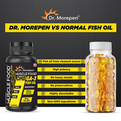 Dr. Morepen Muscle Food Omega 3 Fish Oil Softgel 60's - Omega Fish Oil Fatty Acids