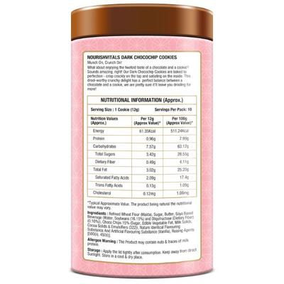 NourishVitals Dark Chocochip Chocolate Cookies 120 gm - Nutritional Bars