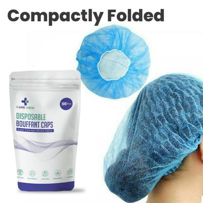 Care View Disposable Non-Woven Bouffant Caps - Blue 500's - Others