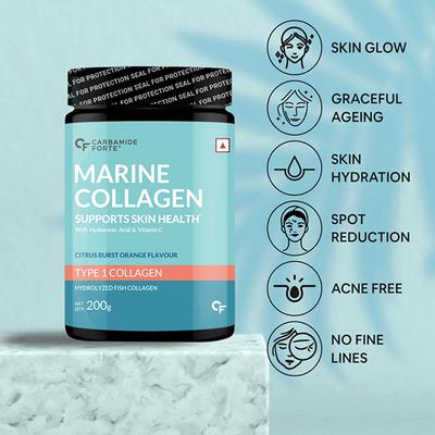CF Marine Collagen Powder - Citrus Burst Orange Flavour 200 gm - Calcium And Minerals