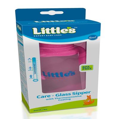 Little's Glass Sipper Bottle - Pink 240 ml - Baby Bedding
