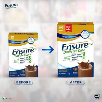 Ensure Diabetes Care Powder - Chocolate (Refill Box) 1 kg - Nutritional Supplement