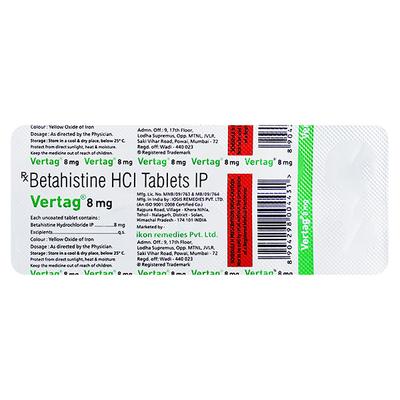 VERTAG 8mg Tablet 10's - Vertigo-Ant