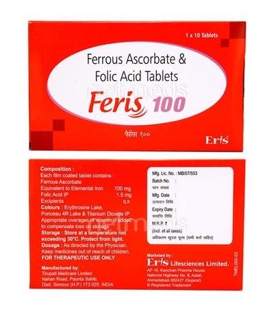 Feris 100mg Tablet 10'S - Iron Supplement/Anaemia-Vma
