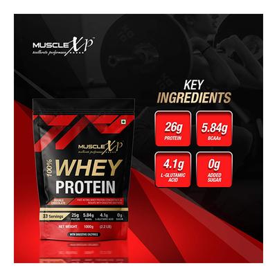 MuscleXP 100% Whey Protein Powder - Double Chocolate Flavour (Pack of 2 x 1 kg) - Whey Proteins