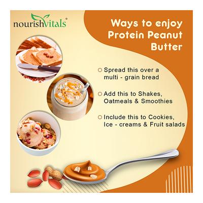 NourishVitals Protein Peanut Butter (Extra Crunchy) - Unsweetened 750 gm - Nutritional Bars